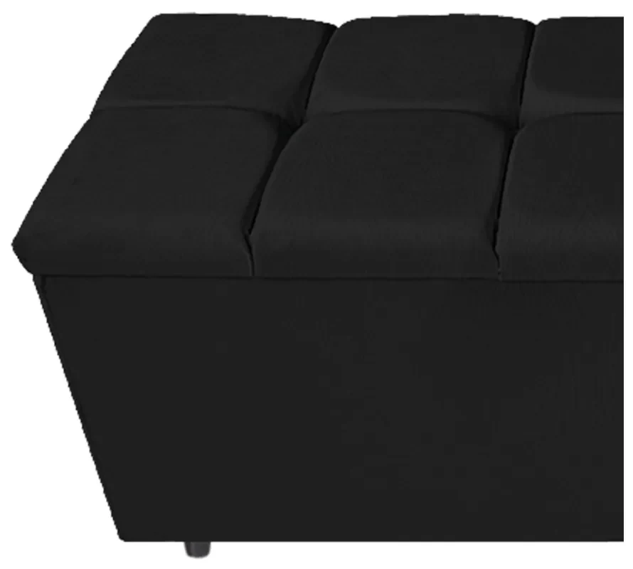 Calçadeira Estofada Manchester 90 cm Solteiro Suede Preto - ADJ Decor