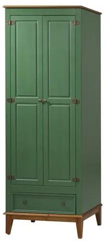 Armario Malibu 2 Portas e 1 Gaveta cor Verde com Amendoa 204 cm - 63567 Sun House