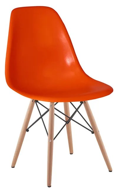 Cadeira Eames Eiffel Base Madeira - Laranja