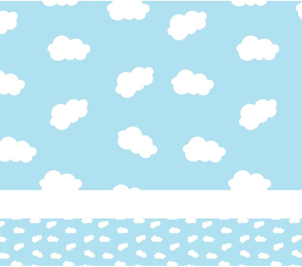 Faixa de Parede Nuvens em Azul para Quarto Infantil 10mx10cm