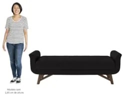 Puff Recamier Calçadeira 160cm Base Madeira Neville Z37 Sintético Pret