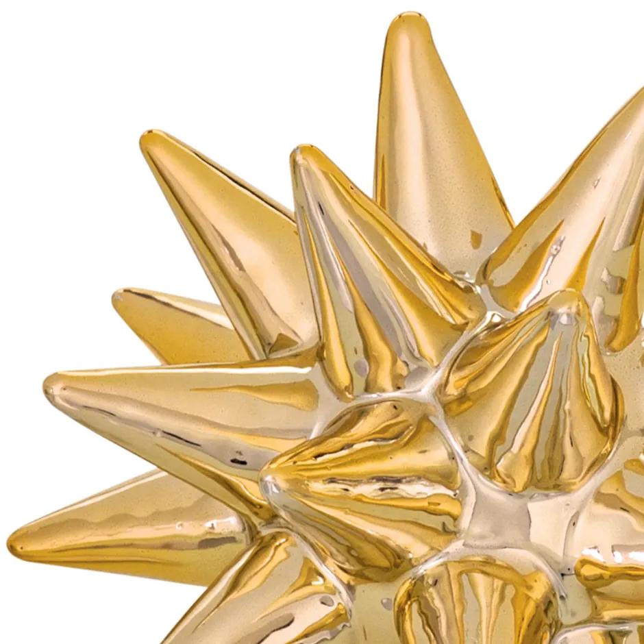 Enfeite Decorativo Ouriço em Cerâmica para Mesa Dourado 15 cm M02 - D'Rossi