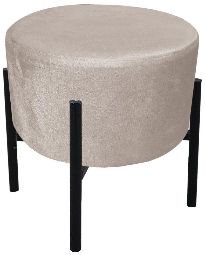 Puff Banqueta Decorativo Industrial Preto Kit 2 Iron Suede D03 - D'Rossi - Bege