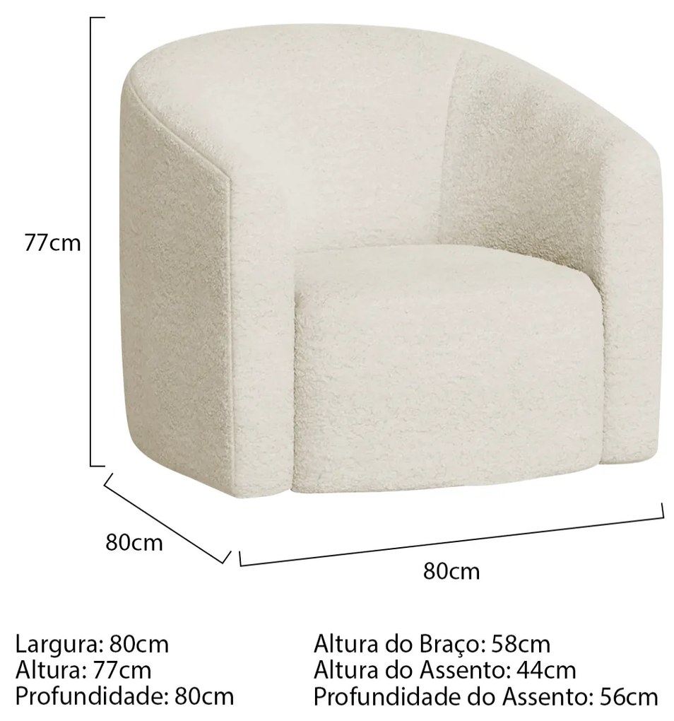 Poltrona Luxo Decorativa Luiza Max Bouclé - ADJ Decor