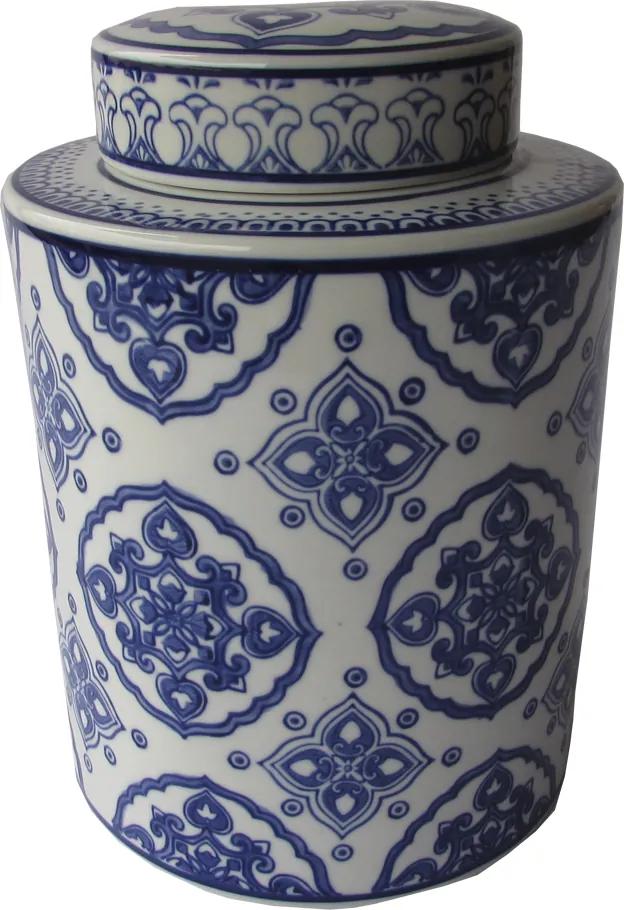 Potiche Decorativo em Porcelana Estilo Delft Azul e Branco