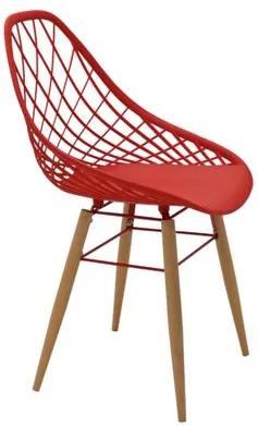 Cadeira Tramontina Philo Vermelha em Poliamida com Pernas de Madeira 92088040