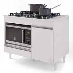 Balcão Multiuso para Cooktop 4 Bocas Georgia Branco - Lumil Móveis