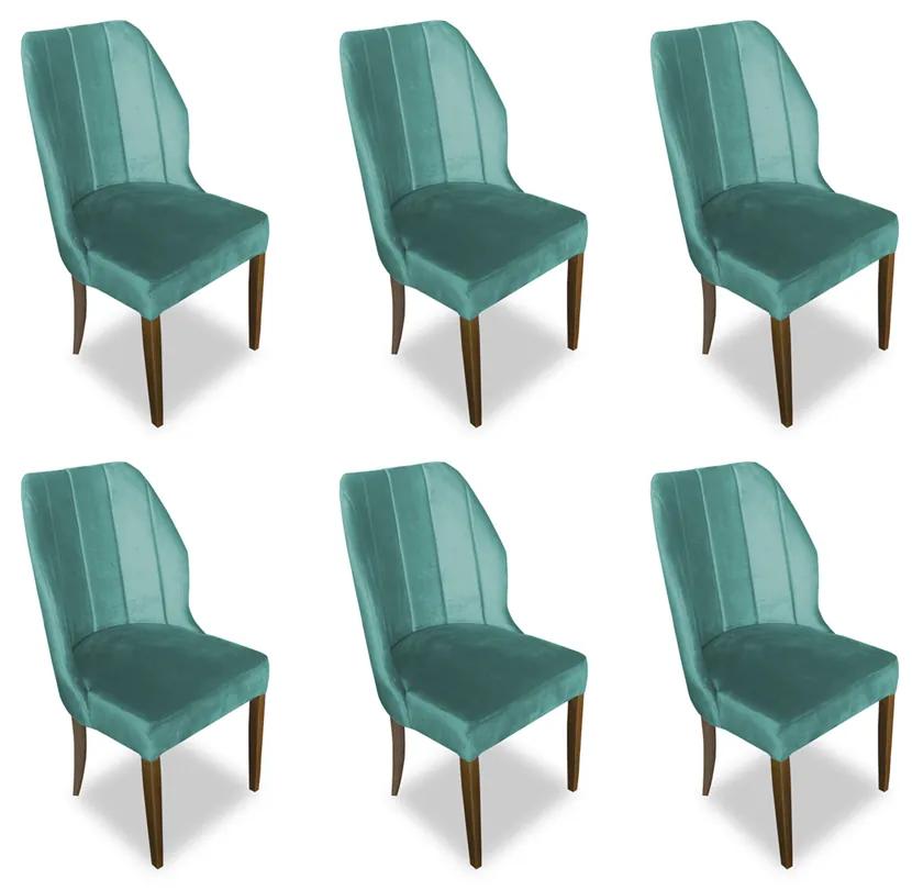 Kit 6 Cadeiras De Jantar Safira Suede Azul Tiffany