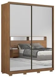 Guarda Roupa Casal 180cm Com Pés 2 Portas de Correr 2 Espelhos Épico D