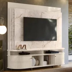 Estante Painel de TV 65 Pol 183cm Ramona Z10 Calacata/Off White - Mpoz