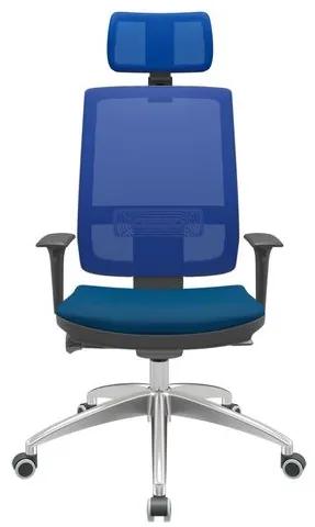 Cadeira Office Brizza Tela Azul Com Encosto Assento Poliéster Azul Autocompensador 126cm - 63155 Sun House