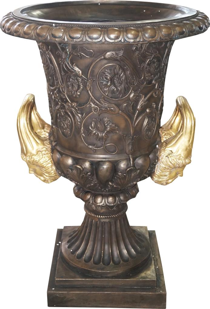 Vaso Decorativo Marrom com Alça Dourada