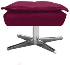 Puff Decorativo Sala de Estar Base Giratória Cromada Opla Suede Bordô