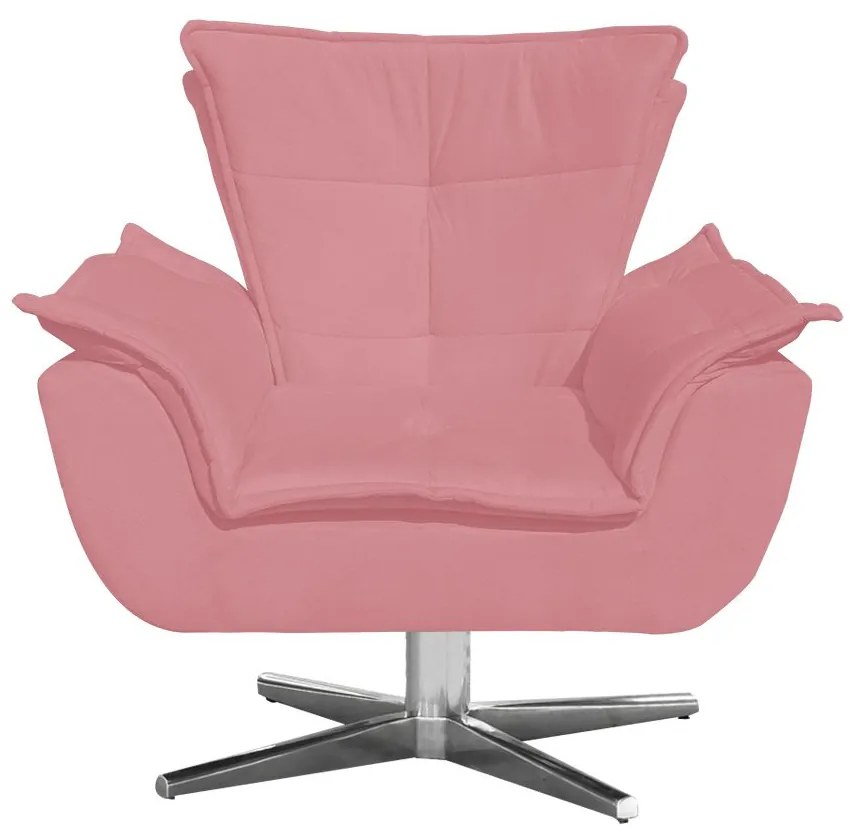 Kit 02 Poltronas Giratória Opala Suede Rose Base Estrela Cromada D'Rossi