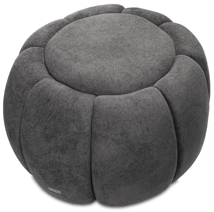 Puff Redondo Orgânico para Sala Cloud Bouclê Cinza Escuro E03 - D'Rossi