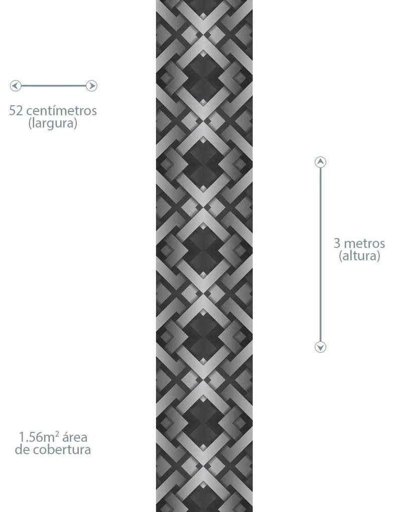 Papel de Parede Geométrico Abstrato Cinza e Preto