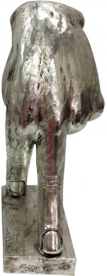 Escultura Walking Middle Finger Prata em Resina - Urban - 35x20 cm