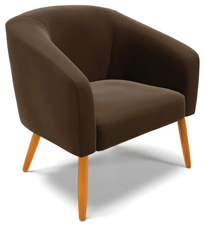 Poltrona Decorativa Pé Palito Castanho kit 2 Stella Suede D03 - D'Rossi - Marrom