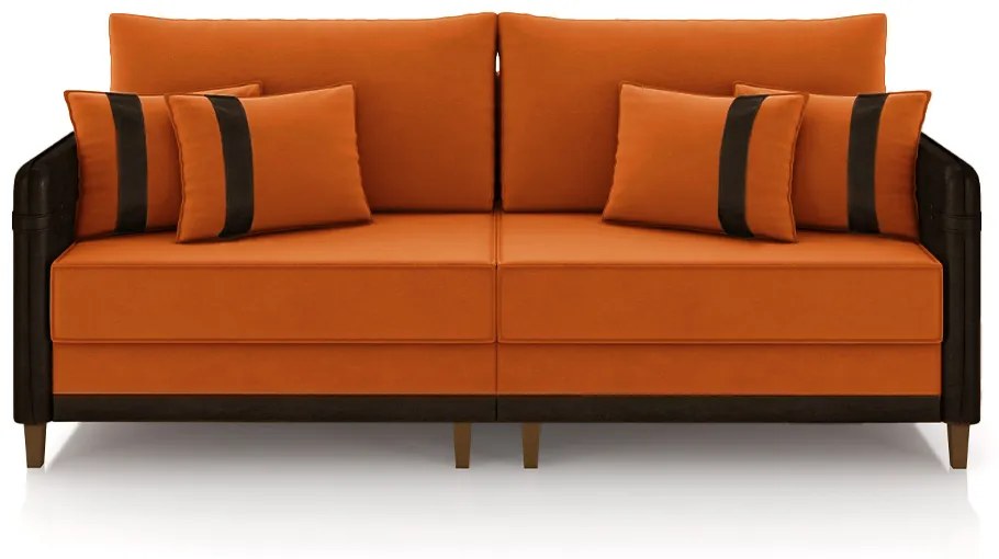 Sofá Living Montecarlo 2 Lugares Bipartido 172cm Pés em Madeira Veludo/PU Terracota/Marrom G33 - Gran Belo