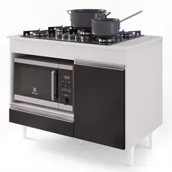 Balcão Multiuso para Cooktop 4 Bocas Georgia Branco/Preto - Lumil Móve