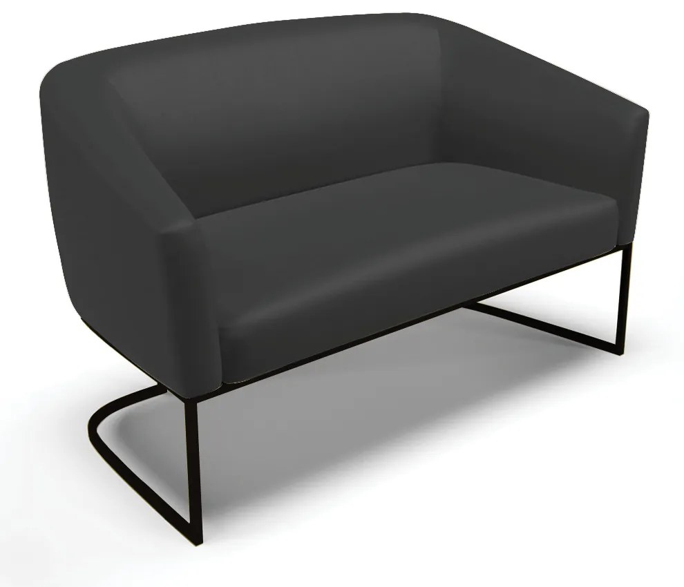 Namoradeira e 2 Poltronas Industrial Preto Stella Sintético Preto D03 - D'Rossi