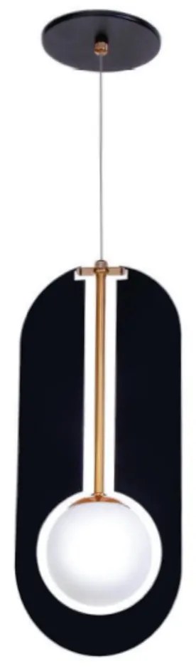 Pendente Globo Corte Laiser 16X10X39Cm Metal E Globo Ø10Cm 01Xg9 |Old... (PRETO / COBRE BRILHO, FOSCO (BRANCO))