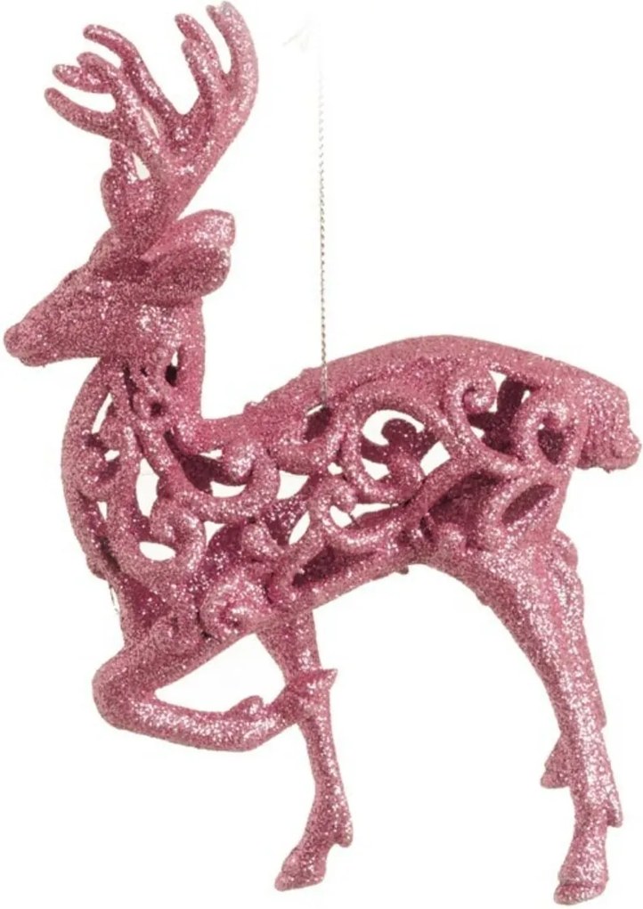 Rena Decoração Natalina Com Glitter 16 Cm Cor Rosa 1 Peça