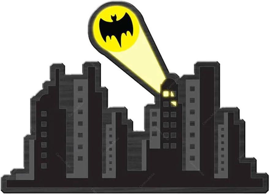 Placa DC Comics Gotham City Cinza em Madeira - Urban - 40x30 cm