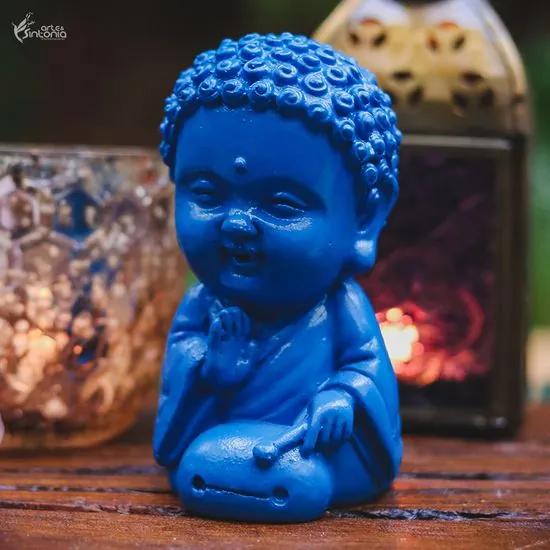 Estátua Monge Budista Azul