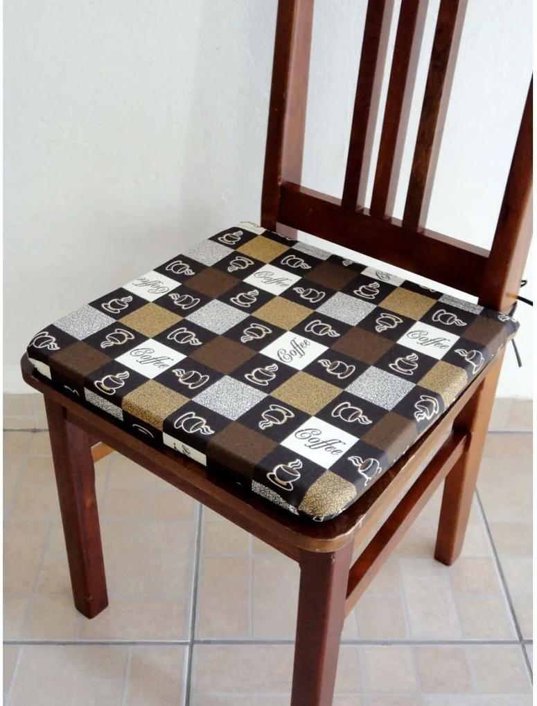 Assento de Cadeira Estampada Tecido Tricoline Algodão  - Café