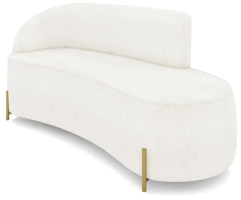 Sofá 3 Lugares Orgânico 180cm Pé Dourado Morgan Bouclê Off White D03 - D'Rossi