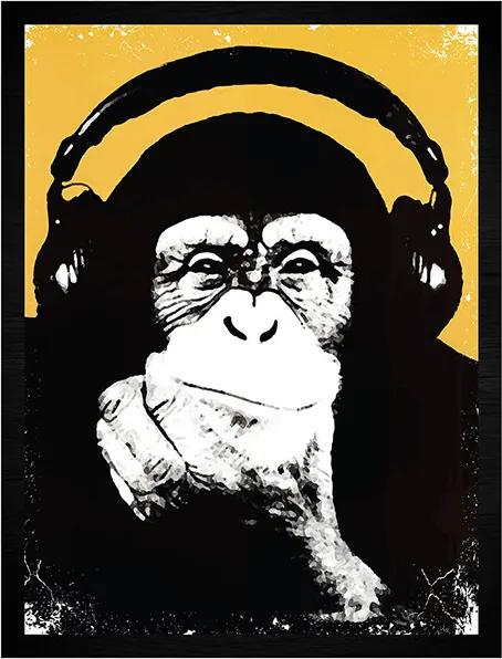 Quadro Monkey Music Amarelo