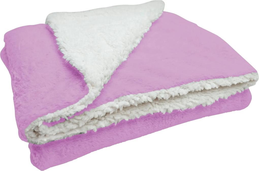 Cobertor Soft Bebê Dupla Face Macio Microfibra Rosa e Sherpa Palha