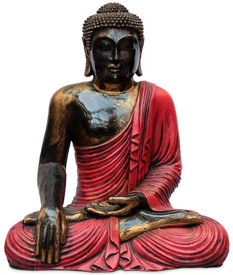 Estátua Buda Color Vermelho Pátina