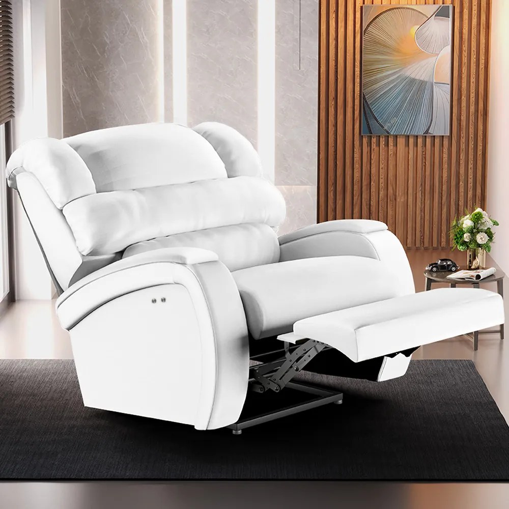 Poltrona do Papai Reclinável Napoli Power Touch Massagem PU F FH1 - D'Rossi - Branco