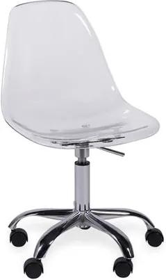 Cadeira Decorativa com Rodízios, Transparente, Eames