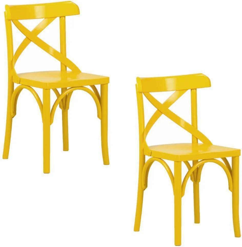 Kit 2 Cadeiras Decorativas Crift Amarelo - Gran Belo