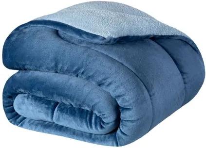 Cobertor Queen Lepper -Coberdrom Dupla Face Liso Prisma Azul
