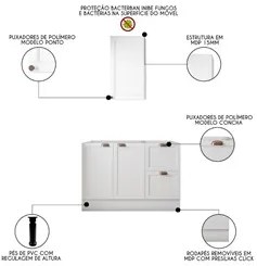 Armário de Cozinha Modulado 2 Peças Sem Tampo CJ13 Duna P09 Branco - M