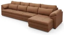 Sofá Retrátil 5 Lugares Para Sala 414cm Dijon Couro Mel S07 - Mpozenat