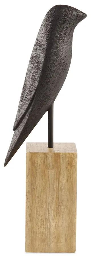 Enfeite Decorativo "Pássaro" em Poliresina Preto 44x9 cm - D'Rossi
