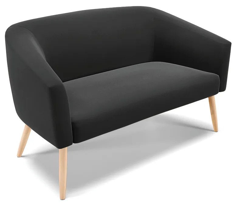 Sofá Namoradeira e Poltrona Pé Palito Natural Stella Suede D03 - D'Rossi - Preto