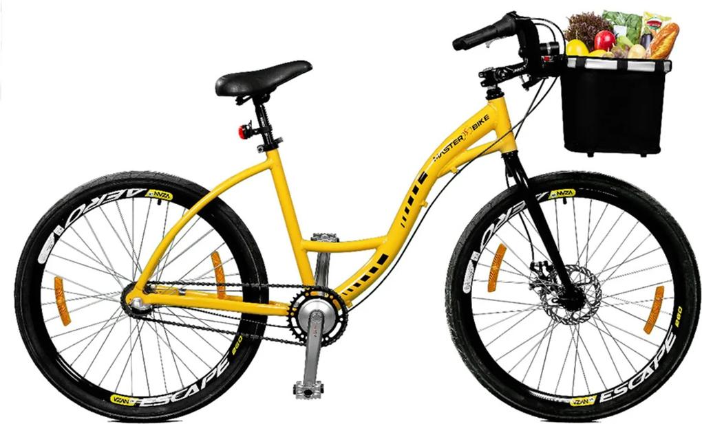 Bicicleta aro 26 Master Bike Urbis Freio Ã  Disco 3 V Nexus com Cesta Amarelo