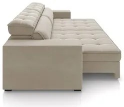 Sofá Retrátil Reclinável 3 Lugares 246cm Vick M22 Suede Bege - Mpozena