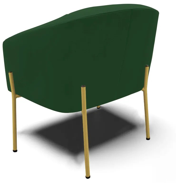 Poltrona Decorativa Pé de Ferro Dourado Stella Veludo D03 - D'Rossi - Verde
