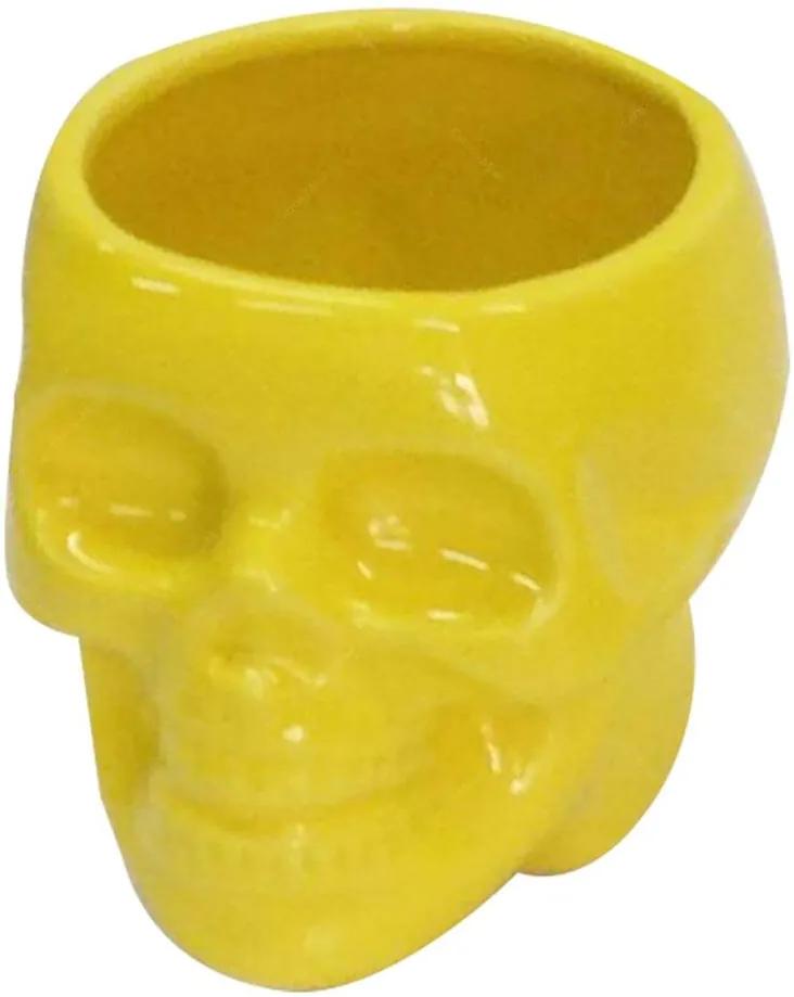 Pote sem Tampa Skull Amarelo Brilhante Pequeno em Cerâmica - Urban
