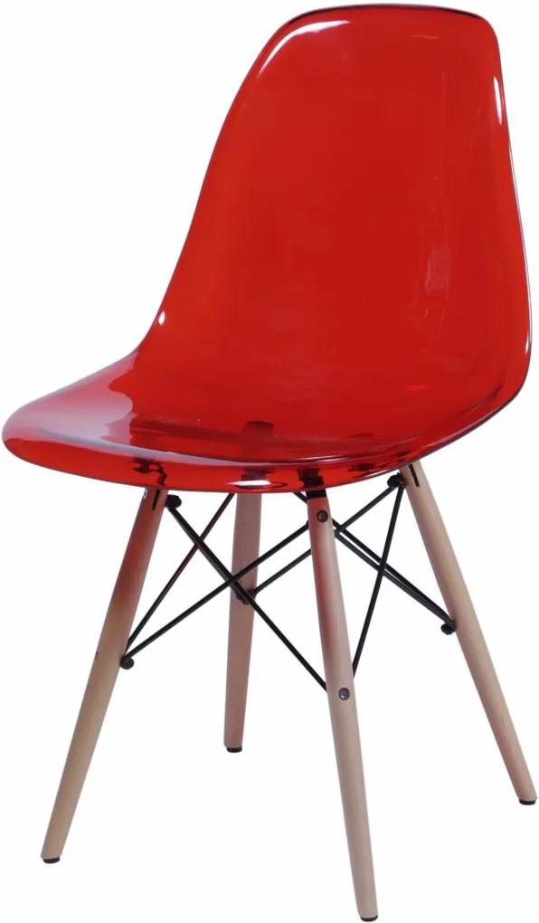 Cadeira Eiffel PC Base Madeira Vermelha Or Design