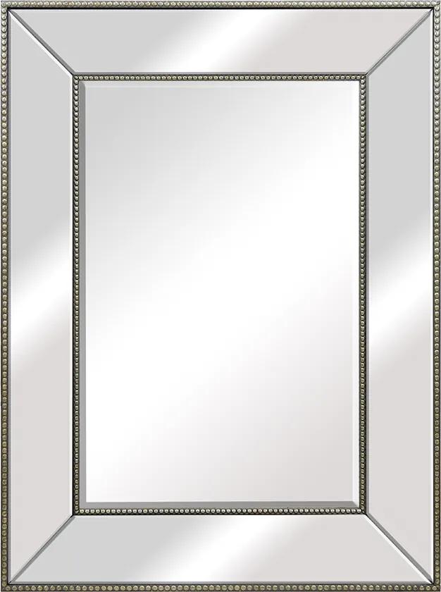 Espelho Retangular Prata com Moldura Espelhada - 58x78cm