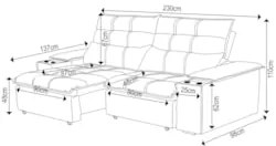Sofá Retrátil 3 Lugares com Porta Copo 230cm Malta F05 Veludo Bordô -