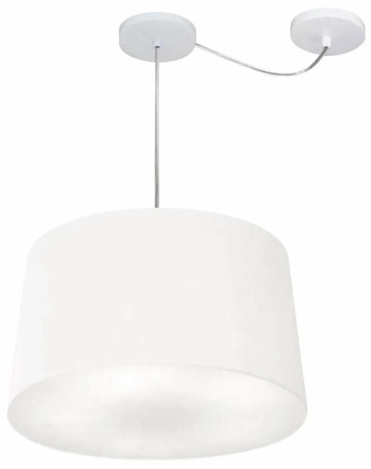 Lustre Pendente Cone Com Desvio de Centro Vivare Md-4281 Cúpula em Tecido 40x45cm - Bivolt